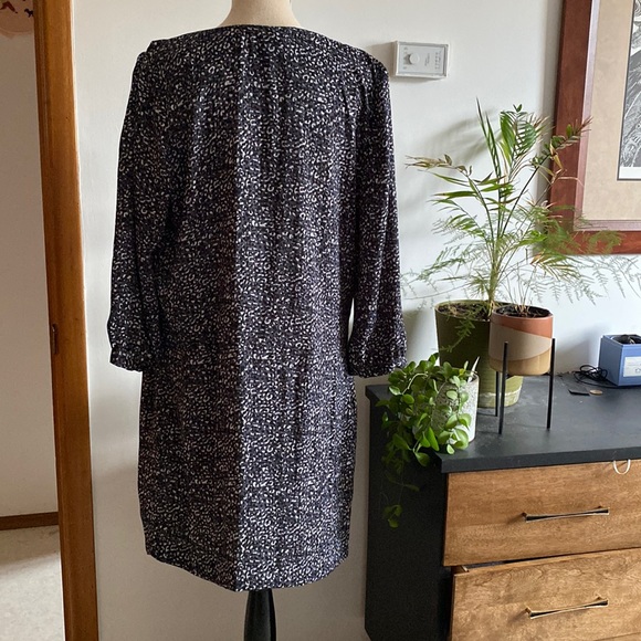 NWT Gap Black Gray blue Women Dress Size 12 animal Print 3/4 Sleeve - Picture 2 of 5